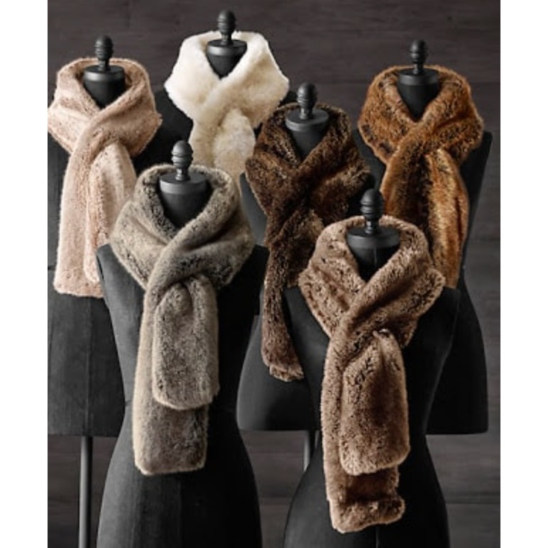 Rh Restoration Hardware Scarf Brown New Faux Coyote Luxe Fur Women Os Nwt — image 5 of 5